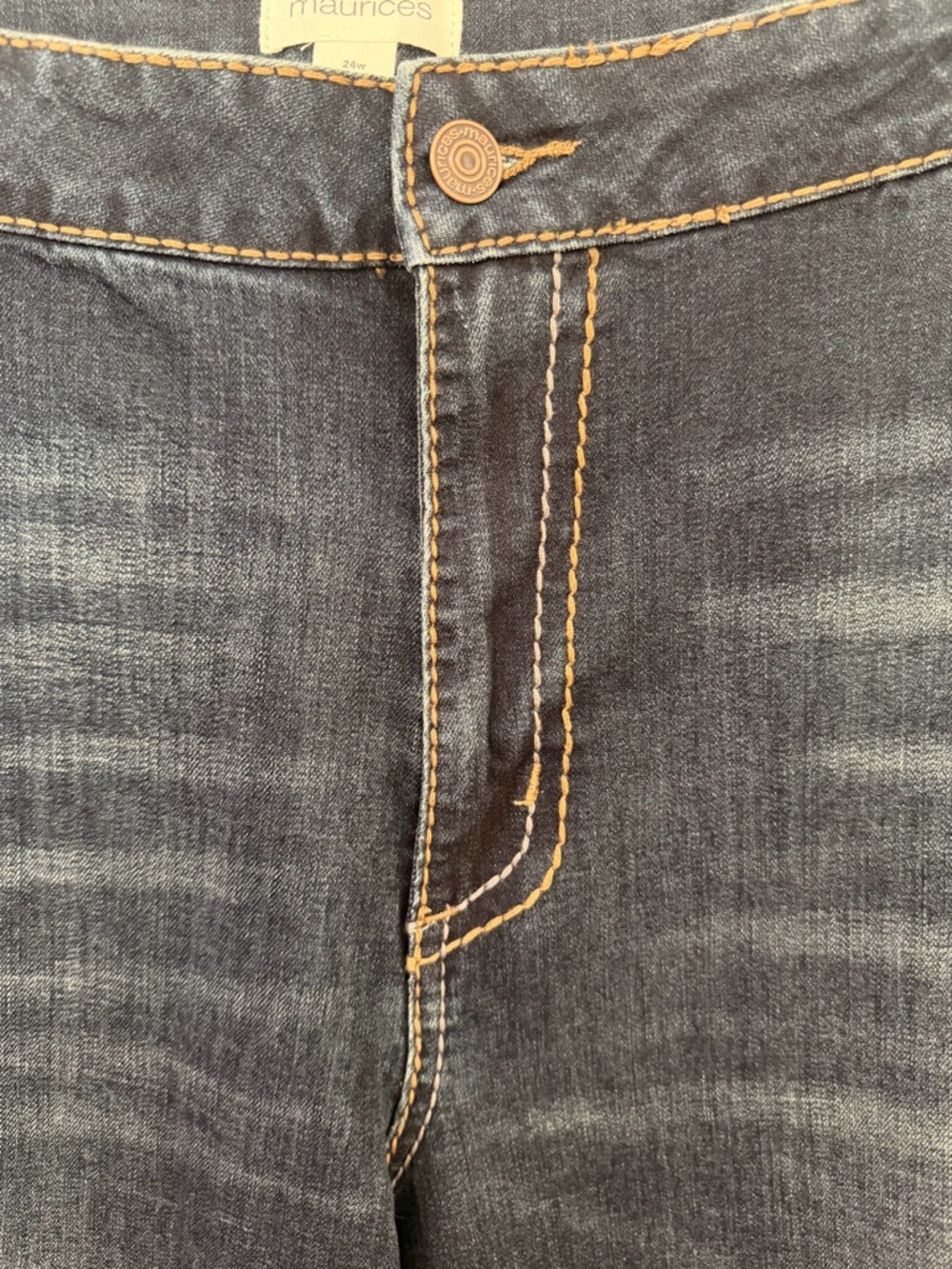 Maurices Dark Crosshatch Mid Rise Thick Stitch Bootcut Jean - 24W TALL - Picture 5 of 9